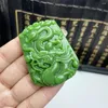 Anhänger Halsketten Retro Grüne Jade geschnitzte chinesische alte Drache Lucky Charm Amulets Seil Halskette Vintage Steinschmuckzubehör Accessoires