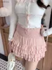 Japon Kawaii Lolita Two-Pice Set pour femmes Summer Sweet Cake Ski Skie Femme en dentelle Shirt Elegant + Korean Mini Skiing 2023 XW