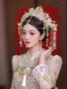 Hair Clips Chinese Wedding Crystal Beaded Phoenix Crown Accessories Luxury Dragon And Dress Traditional Hanfu Bridal Hairwear