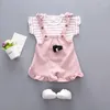 Kleidungssets Kleinkind-Baby Girls Sommer Striped Kurzarm T-Shirt Rucksack Shorts zweiteilige Modekleidung Anzug