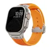 Bandas de cinta de silicone de luxo Bandas de fivela de aço Banding Band para Apple Watch 3 4 5 6 7 8 9 Iwatch 42mm 44mm 45mm 49mm Ultra Band tapas