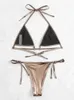 Women's Swimwear Sexy Glossy Bikini Shiny Gold Cut Out Lace Up Micro Swimwear 2024 New in Summer Bathing Suit Push Up Tie Side Triangle Swimsuit Y240429