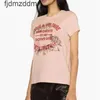 24SS Zadig Voltaire New Designer Tshirt ZV Classic Hot Letter Print Flower Bordado rosa algodão Mulheres casuais