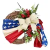 Decoratieve bloemen 45 cm krans voor patriottische onafhankelijkheidsdag en 4 jul 4e woningdecoraties rood wit blauw kunstmatige strandkransen front