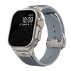 Bandas de cinta de silicone de luxo Bandas de fivela de aço Banding Band para Apple Watch 3 4 5 6 7 8 9 Iwatch 42mm 44mm 45mm 49mm Ultra Band tapas
