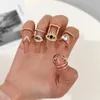 Bandringe Mode Womens Crystal Nagel Mütze Ring Luxus Zirkon Griff Fingerspiell Joinke False Party Schmuck Geschenke Q240429