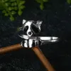 Band Rings New Cartoon Animal Cute and Exquisite Raccoon Fox Tail Jewelry Womens Engagement Wedding Gift Open Ring Q240429