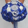 Bröllopsblommor Satin Ribbon Bridal Bouquets Diamond Artificial Flower Accessories Sweet 15 Quinceanera W228-4H