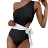 Taschetta da bagno femminile senza supporto in acciaio Blocco colore bloccante a spalla singola sexy topi di tuta per capelli rimozione per le donne bikini