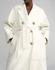 Elegante mode luxe designer jas Cashmere Coat Wol Blend damesjas 101801 klassieke dubbelzijdige wollen losse borsten jas dames witte maxmaras