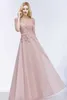 Runway -jurken bescheiden Long Dusty Rose Evening Jurken Chiffon Appliques 3/4 Slves Banquet Formele gelegenheid Party PROMOUDS ROBE DE SOIR Y240426