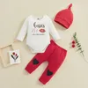 Set di abbigliamento neonati neonati di valle di San Valentino abiti a maniche lunghe per corridoio di cuore per pantaloni rossi cappello 3pcs