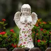 Planters Pots Solar garden light outdoor color changing decoration waterproof resin angel shaped LED used for patios courtyards lawns Q240429