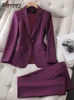 Pantalon de deux pièces pour femmes Ladies Blazer et Pant Suit Femmes Green Purple Bleu Black Solide Veste formelle Veste Femme Business Work Work Wear 2