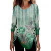 T-shirts féminins 2024 Sweat à cou rond élégant 3D Impression à feuilles caduques Tops Simple Style Pullover Automne Hiver