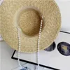 Chaps à bord large chapeau seau blé strot womens chapeau de soleil d'été perle brun liège panama pêcheur pêcheur femme extérieur pliage plage du soleil