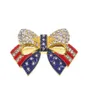 10 szt./Lot American Flag Brooch Crystal Rhinestone Bow-Wśnot Kształt 4 lipca USA IC Pin4260277