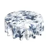 Tableau de nappe florale bleu marine rond Round 60 pouces nappes de fleurs sombres et blanches Polyester printemps