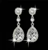 Shining Fashion Crystals Studs örhängen dinglar silver strass Lång droppe örhänge för kvinnor isade ut brudsmycken 5 färger lu6424197