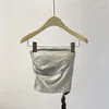 Damestanks Koreaanse mode crop top voor vrouwen lovertjes strapless vouw backless vrouwelijke tanktops gebouwd in bh almachtige camisole drop