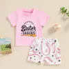 Kleidungssets Kleinkind Baby Mädchen Sommerkleidung Ich bin nur hier für die Snacks Kurzarm Tops Shorts Set süßes Kind geborenes Outfit