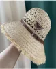 Fashion Straw Bucket Hat Sun Cap For Women Designer Fisherman Caps With Belt Beanie Casquettes Fishing Buckets Hats Patchwork High1874164