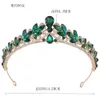 Tiaras coréen Sweet Red Green Blue Crystal Tiara For Women Wedding Birthday Party Robe Elegant Queen Bridal Bride Crown Bandband