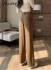 Женские штаны yitimoky с высокой талией костюмы женская корейская мода сплошная шика