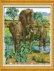 Elephants Family Foreging Drawing a mano Croce Cross Craft Strumenti da ricamo set di tago di ricamo conti conta su tela dmc 14ct 119872133