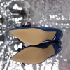 Chaussures habillées mode Denim bleu femmes pompes pointues chaussures minces talons hauts office dames arc conception de stiletto talons h240430