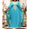 Ubranie etniczne Turkusowe marokańska moda Dubai Caftanes Farasha Abaya Sukienka, która jest bardzo elegancka i długa