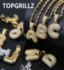 AZ Custom Letters Pendant for Men n Women Micro Pave Cubic Zircon DIY Hip Hop Necklace With Rope Chain2281708