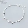 Fußkettchen Modian neuer Doppelschicht Perlenstern Halskette Womens Authentic 925 Sterling Silber Fashion Foot Chain Exquisite Schmuck Geschenk WX