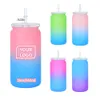 BPA gratis 16oz acryl plastic mokken mugon jar -vormige blik afgestudeerde kleuren sap drinkware 0430