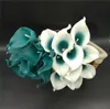 Oasis turkusowe kwiaty ślubne turkusowe niebieskie lilie calla 10 rdzeń prawdziwy dotyk calla lilia bukiet ślubne elementy aranżacja dekorat5289907