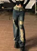 Kvinnors jeans flare kvinnor rippade vintage all-match mode söt casual amerikansk stil personlighet byxor high street tonåringar vår