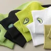 Frauen Socken Avocado Stickerei gedruckt atmungsaktiven Schweißabsorben weich bequeme Baumwoll-Knöchel modische einfache Damen