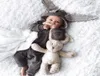 Baby Sleeping Uszy Rabbit Romper Rra3572 Odzież zamek błyskawiczny worka bodysuitowa niemowlę małe dziecko Jumpsuits Babies Rompers Newbo2894165