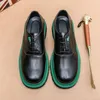 Sıradan Ayakkabı Trend Moda Erkekler Deri Lüks Tasarım Platformu Brogue Derby Marka Yüksek Siyah