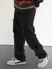 Herrbyxor Herrarna Drawstring Fashionable Flip Pocket Cargo Pants J240429