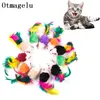 Mignon mini soft tleece faux souris jouets de chat coloré plumes drôles de jeu de jeu de jeu pour chat chaton chiot
