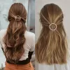 50pcs/lot women girl hairクリップバレットゴールドシルバーメタルサークルジオメトリヘアグリップ韓国のクリスタルピアヘアピンホルダーヘアアクセサリー