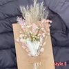Dekorativa blommor pampas gräs boho torkad mini bukett set kuvert gratulationskort bröllop inbjudningar presentkort tack heminredning