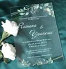 Fournitures de fête Invitation de mariage en acrylique avec feuilles vertes menu personnalisé invitations personnalisées favorisent la décoration 10pcs