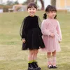 Dzieci Spring Sweet Custum Girl Sukienki Autumn Long Rleeve Polka Dot Tiulle Toddler Kids Party Evening Dress 1 do 6 lat 240507