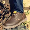 Casual Shoes Brown Men Genuine Leather Brand Low Top Boots For Work Safety Couple Tooling Motorcycle