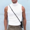 Herentanktops mannen vest heren mock nek spier nachtclub feest polyester regelmatig mager mouwloos t -shirt bodybuilding
