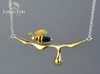 Lotus Fun 18K Gold Bee och Dripping Honey Pendant Necklace Real 925 Sterling Silver Handmased Designer Fine SMEEXKE FÖR KVINNOR Y20086546878
