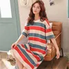 Casual Dresses Silk Printed Pajamas Nightdress Short Sleeved Milk Women's Shirt Sleepwear Knee Length Dress For Women