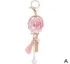 Nya rosblommor Keychain Tygblomma Tassel Car Keychain Bag Ornament Jewelry Trinket Creative Vackra gåvor Pendant R2R71541080